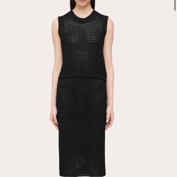 Theory Mayleen Open Stitch Mock Neck Sweater Vest Size Small Black - Picture 2 of 12